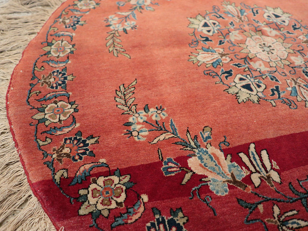 Antique Persian Kerman Round Rug, No.33206 - Gsblank