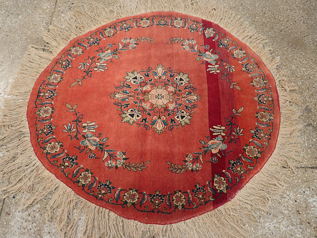 Antique Persian Kerman Round Rug, No.33206 - Gsblank