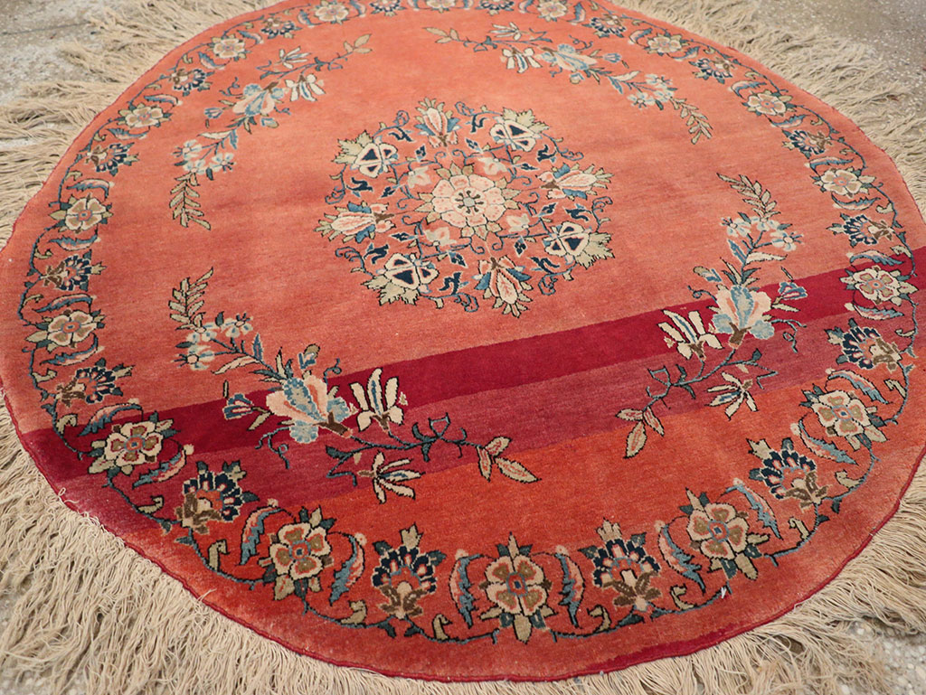 Antique Persian Kerman Round Rug, No.33206 - Gsblank