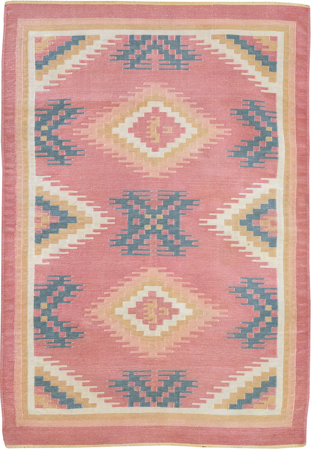 Vintage Indian Flatweave Dhurrie Accent Rug, No.33207 - Gsblank
