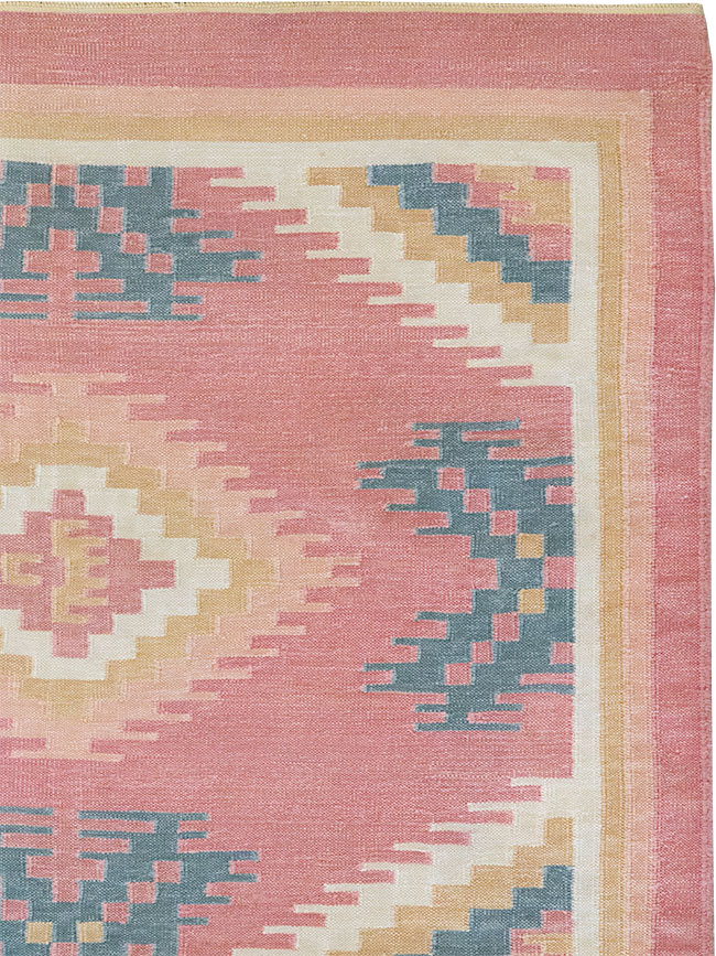 Vintage Indian Flatweave Dhurrie Accent Rug, No.33207 - Gsblank