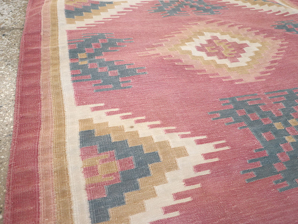 Vintage Indian Flatweave Dhurrie Accent Rug, No.33207 - Gsblank