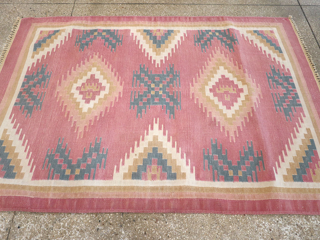 Vintage Indian Flatweave Dhurrie Accent Rug, No.33207 - Gsblank