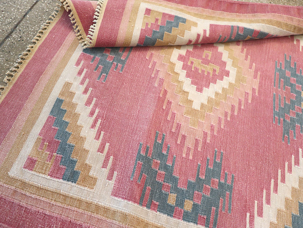 Vintage Indian Flatweave Dhurrie Accent Rug, No.33207 - Gsblank