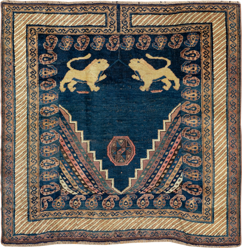 Antique Persian Pictorial Kurdish Saddle Cover, No.33210 - Gsblank