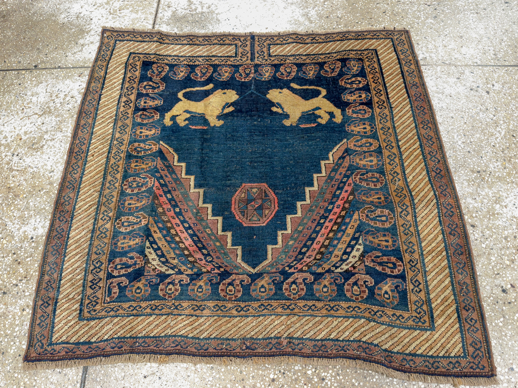 Antique Persian Pictorial Kurdish Saddle Cover, No.33210 - Gsblank