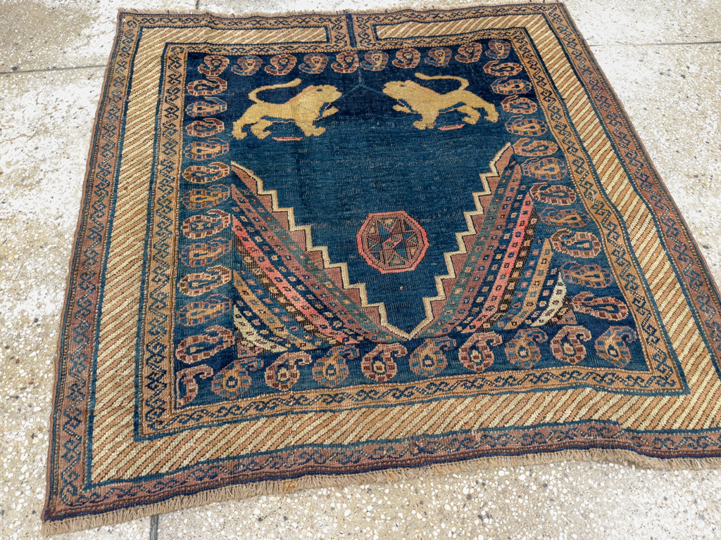 Antique Persian Pictorial Kurdish Saddle Cover, No.33210 - Gsblank