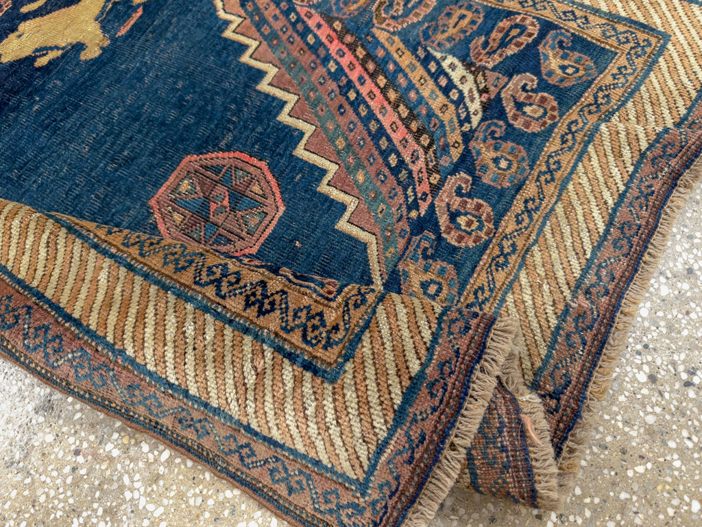 Antique Persian Pictorial Kurdish Saddle Cover, No.33210 - Gsblank