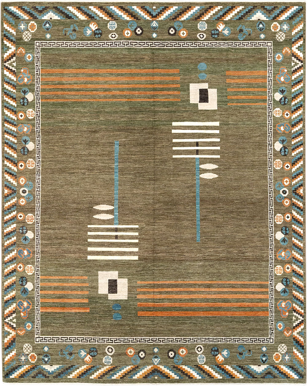 Modern East Turkestan Art Deco Room Size Carpet, No.33217 - Gsblank