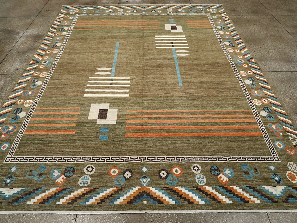 Modern East Turkestan Khotan Art Deco Room Size Carpet, No.33217 - Gsblank