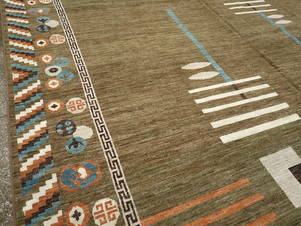 Modern East Turkestan Art Deco Room Size Carpet, No.33217 - Gsblank