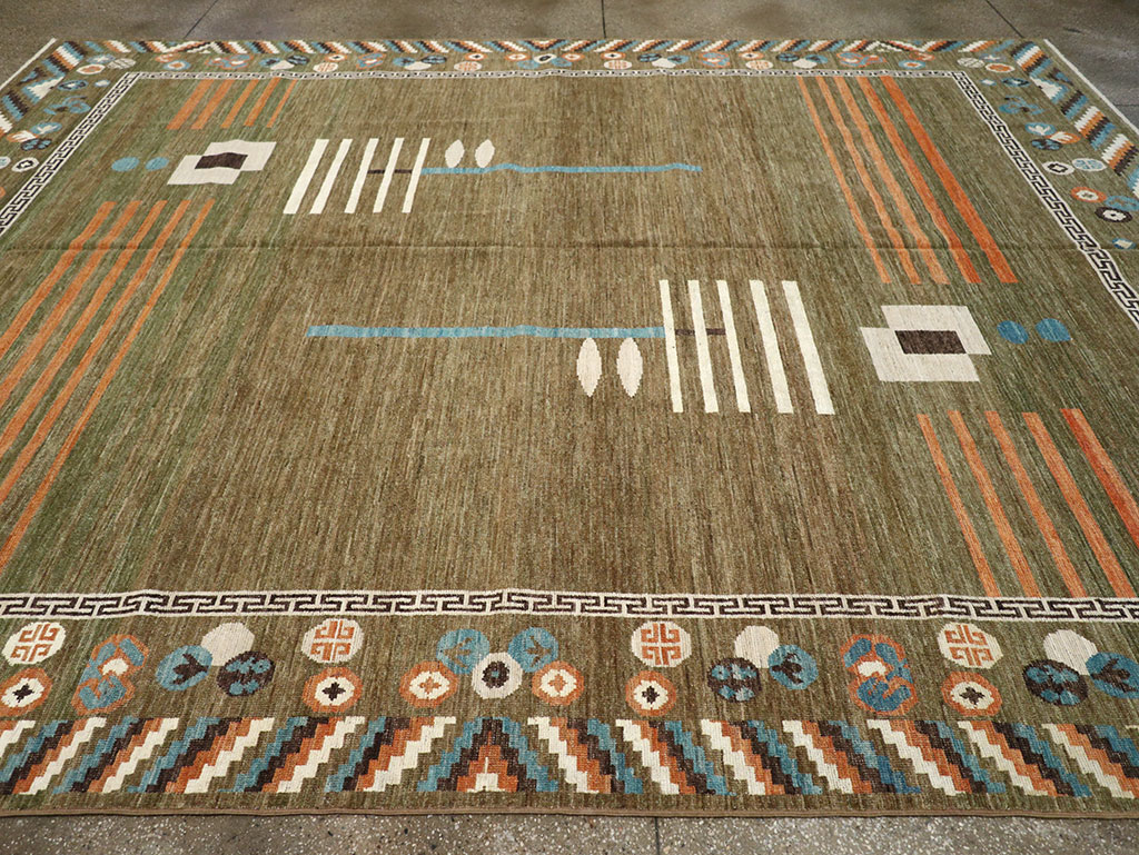 Modern East Turkestan Khotan Art Deco Room Size Carpet, No.33217 - Gsblank