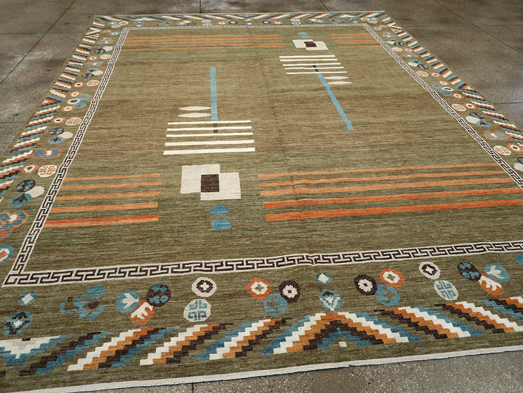 Modern East Turkestan Khotan Art Deco Room Size Carpet, No.33217 - Gsblank