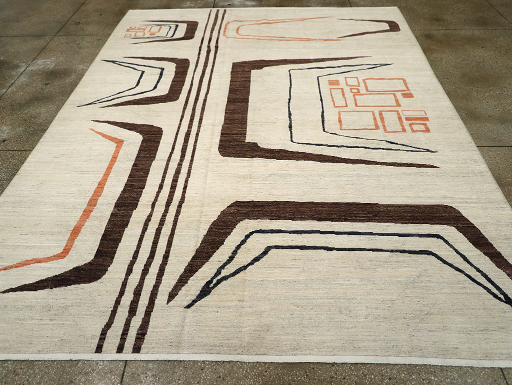 Modern East Turkestan Art Deco Room Size Carpet, No.33218 - Gsblank