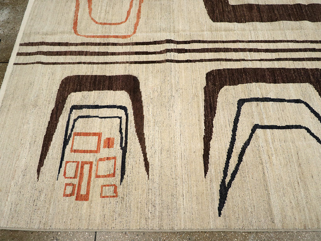 Modern East Turkestan Art Deco Room Size Carpet, No.33218 - Gsblank