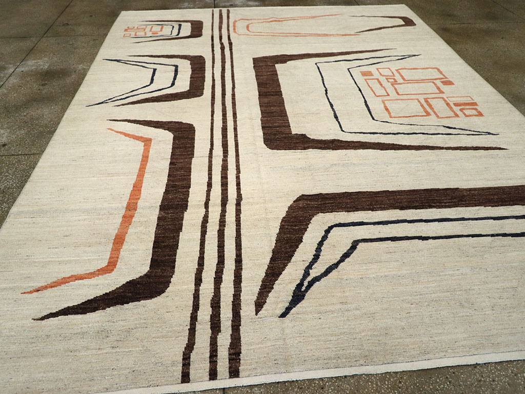 Modern East Turkestan Art Deco Room Size Carpet, No.33218 - Gsblank