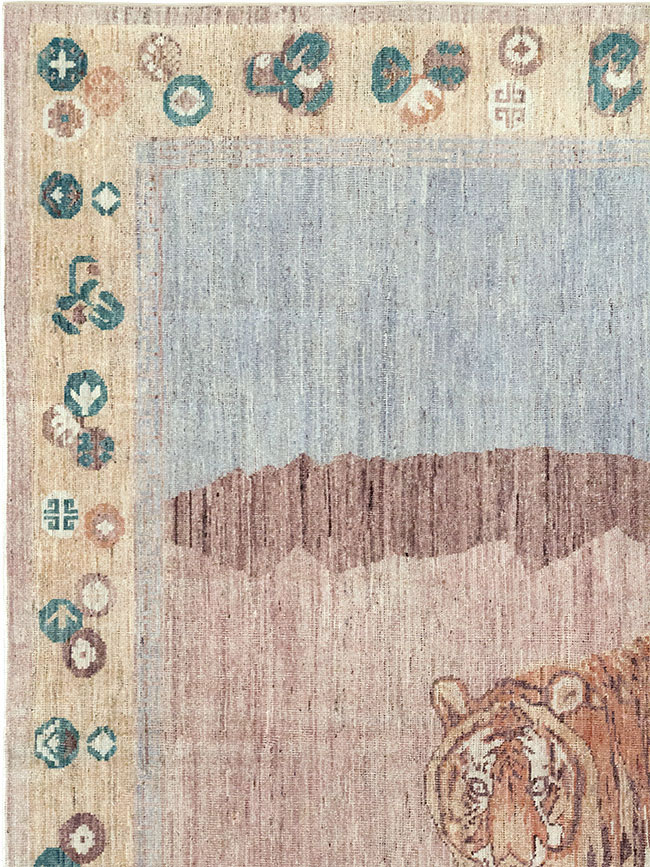 Modern East Turkestan Pictorial Khotan Room Size Carpet, No.33220 - Gsblank