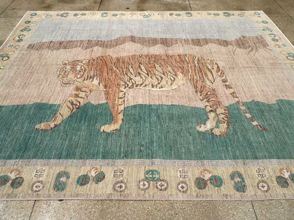 Modern East Turkestan Pictorial Khotan Room Size Carpet, No.33220 - Gsblank