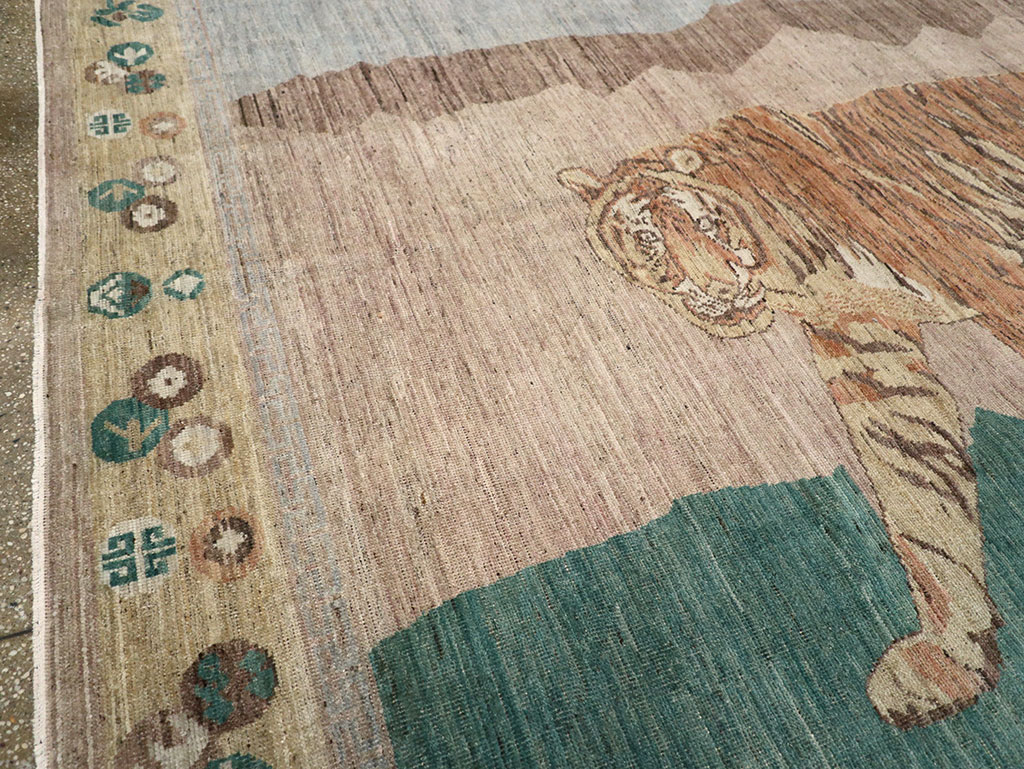 Modern East Turkestan Pictorial Khotan Room Size Carpet, No.33220 - Gsblank