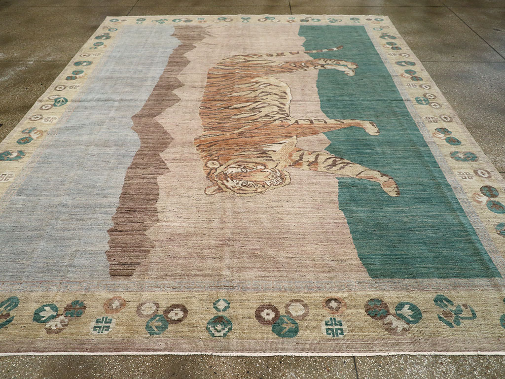 Modern East Turkestan Pictorial Khotan Room Size Carpet, No.33220 - Gsblank