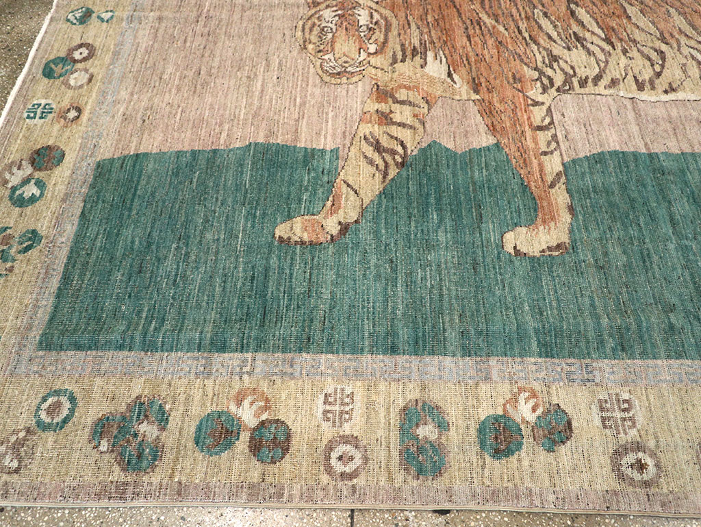 Modern East Turkestan Pictorial Khotan Room Size Carpet, No.33220 - Gsblank