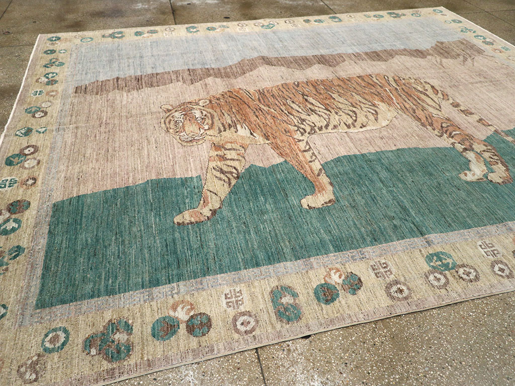 Modern East Turkestan Pictorial Khotan Room Size Carpet, No.33220 - Gsblank