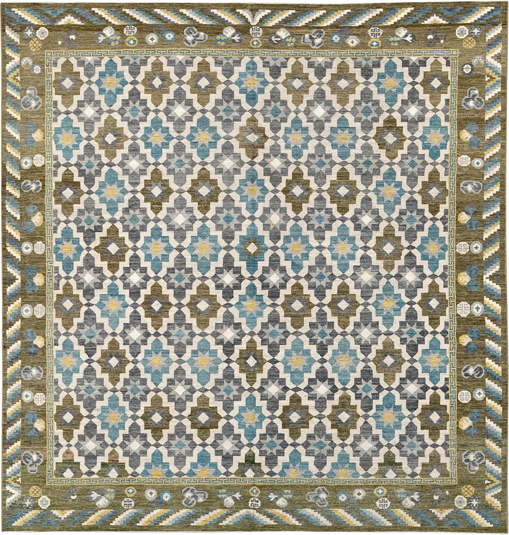 Modern East Turkestan Khotan Large Square Room Size Carpet, No.33221 - Gsblank