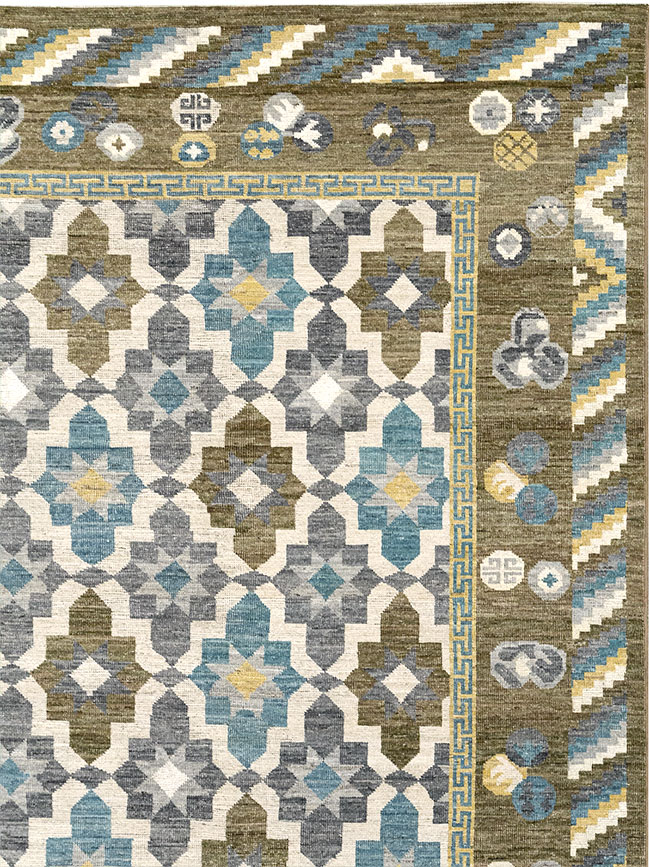 Modern East Turkestan Khotan Large Square Room Size Carpet, No.33221 - Gsblank