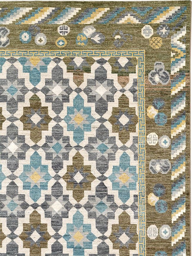 Modern East Turkestan Khotan Large Square Room Size Carpet, No.33221 - Gsblank