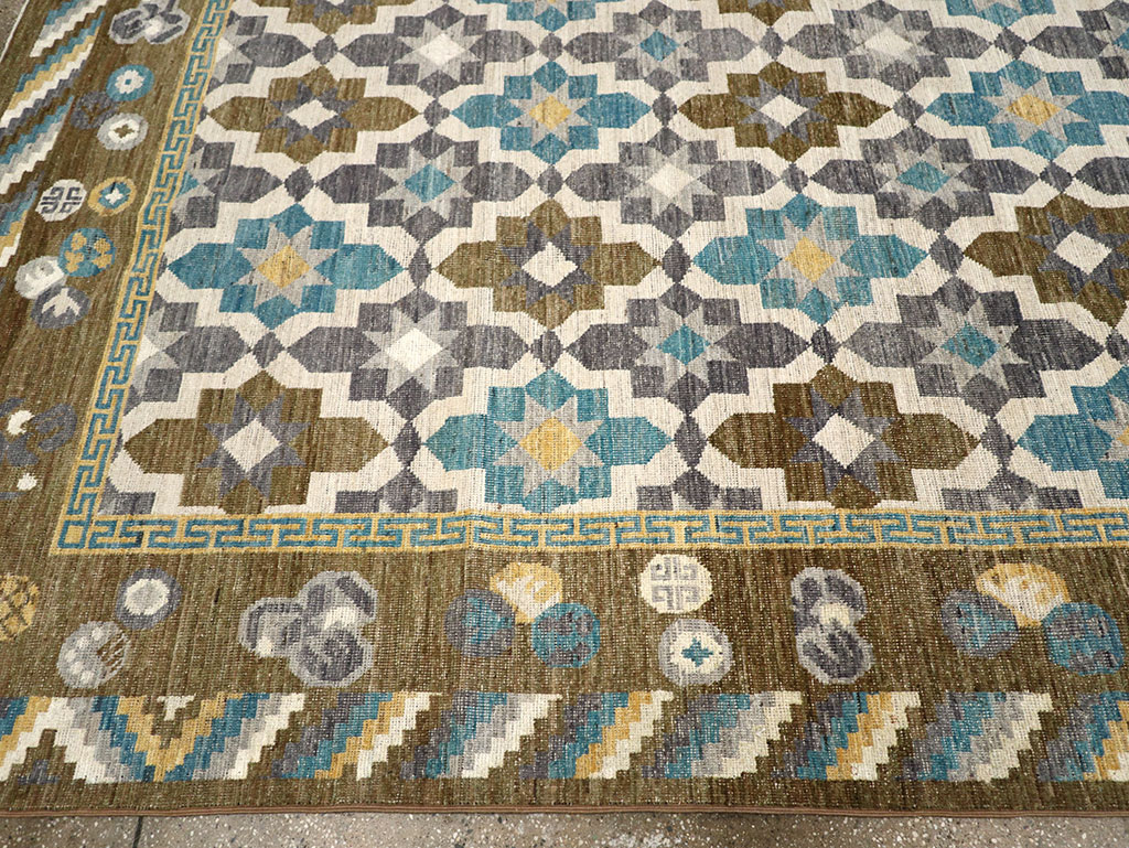Modern East Turkestan Khotan Large Square Room Size Carpet, No.33221 - Gsblank