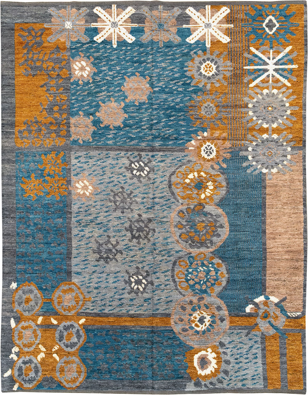 Modern East Turkestan Swedish Style Room Size Carpet, No.33224 - Gsblank