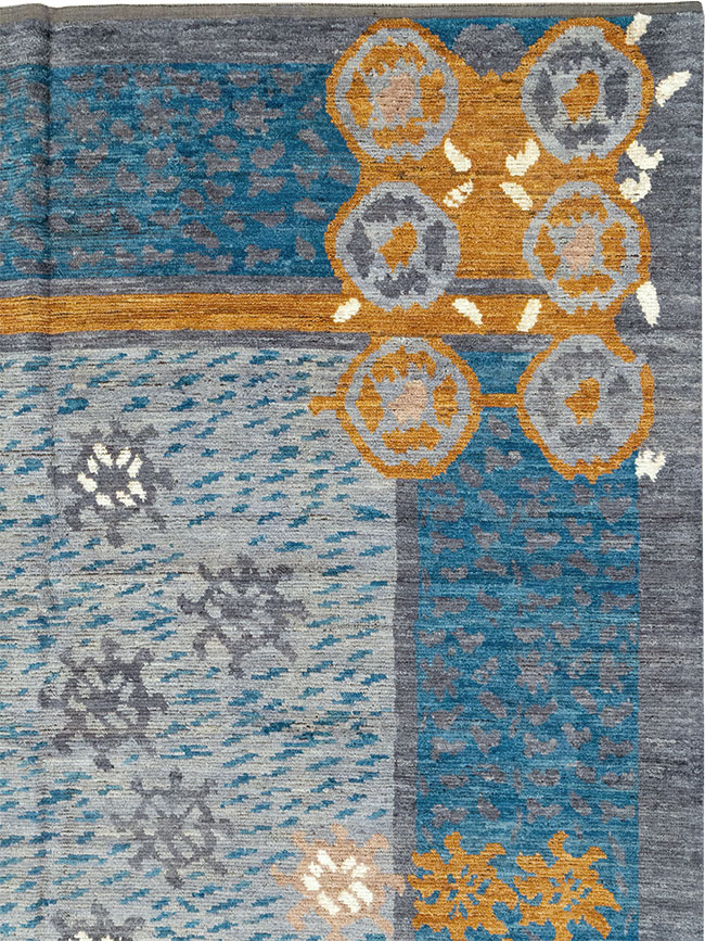 Modern East Turkestan Swedish Style Khotan Room Size Carpet, No.33224 - Gsblank