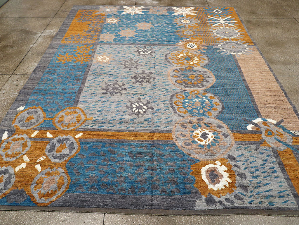 Modern East Turkestan Swedish Style Khotan Room Size Carpet, No.33224 - Gsblank