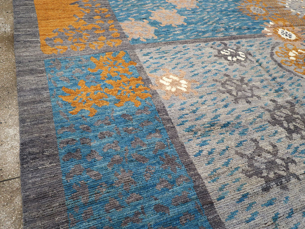 Modern East Turkestan Swedish Style Khotan Room Size Carpet, No.33224 - Gsblank