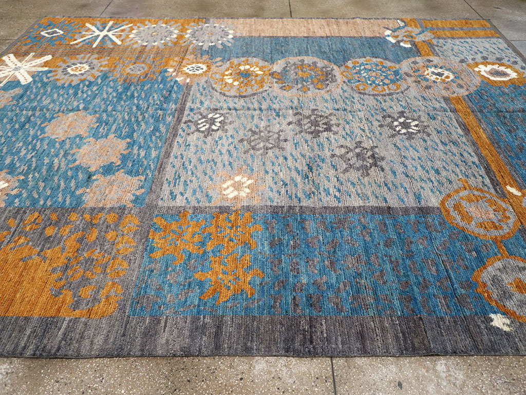 Modern East Turkestan Swedish Style Khotan Room Size Carpet, No.33224 - Gsblank