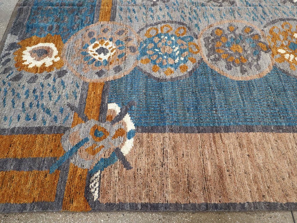 Modern East Turkestan Swedish Style Khotan Room Size Carpet, No.33224 - Gsblank