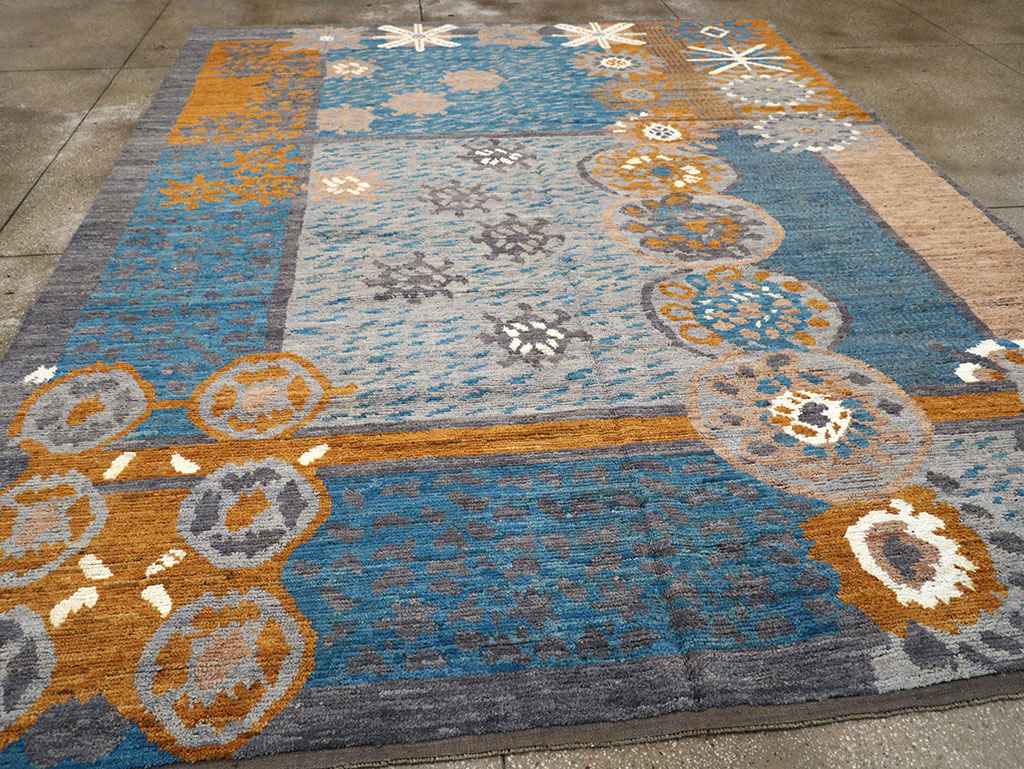 Modern East Turkestan Swedish Style Khotan Room Size Carpet, No.33224 - Gsblank
