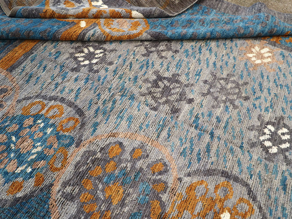 Modern East Turkestan Swedish Style Khotan Room Size Carpet, No.33224 - Gsblank
