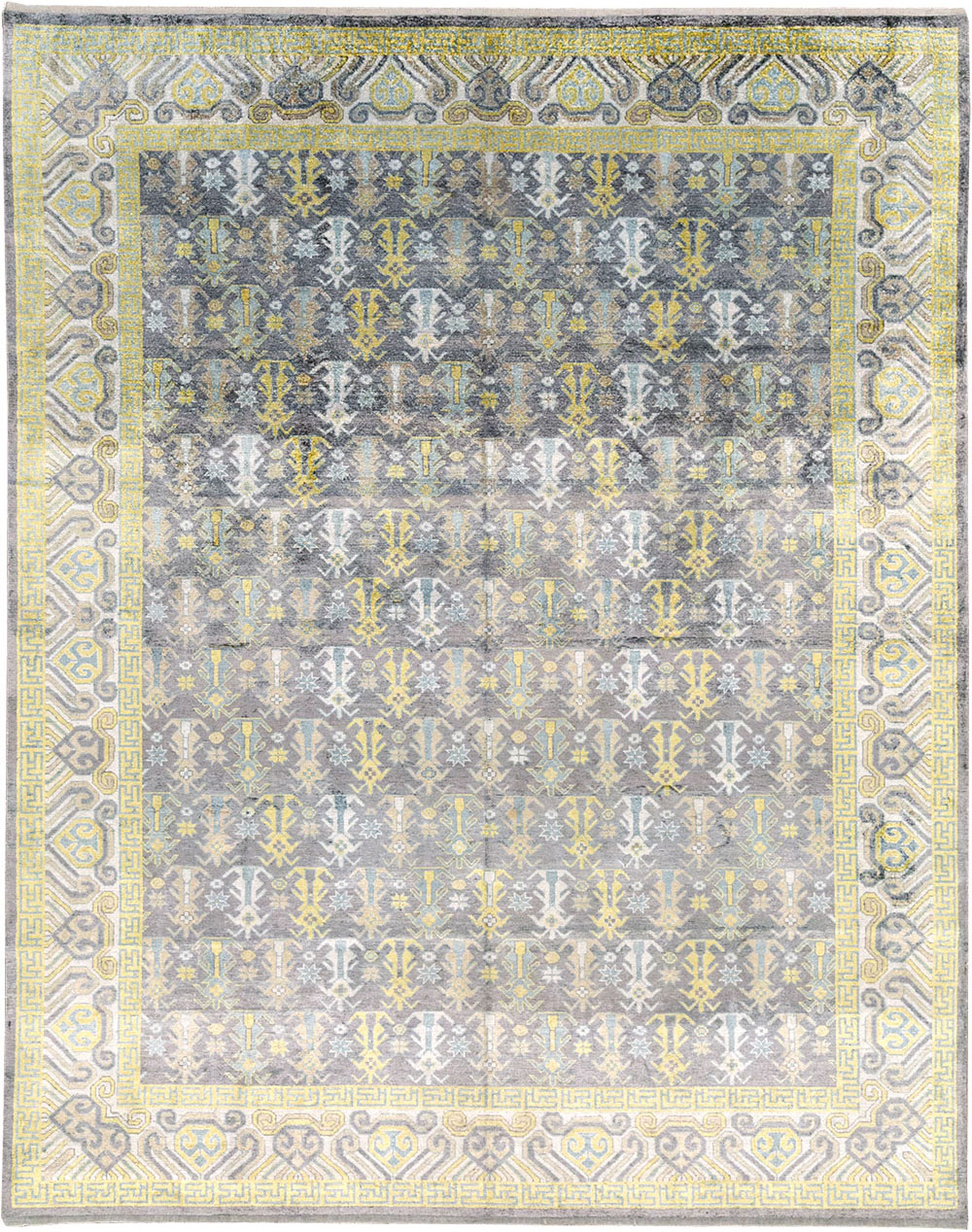Modern East Turkestan Silk Khotan Room Size Carpet, No.33229 - Gsblank