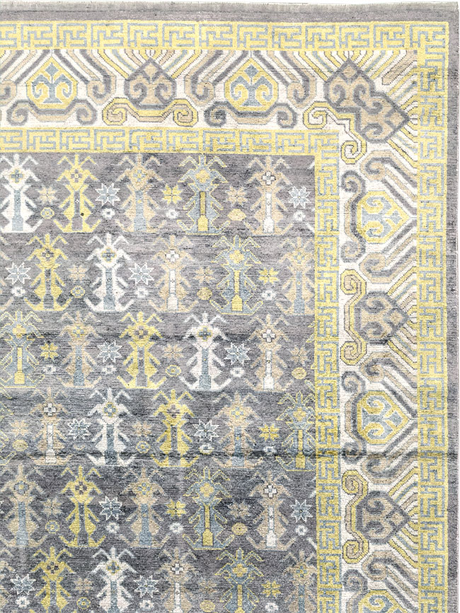 Modern East Turkestan Silk Khotan Room Size Carpet, No.33229 - Gsblank