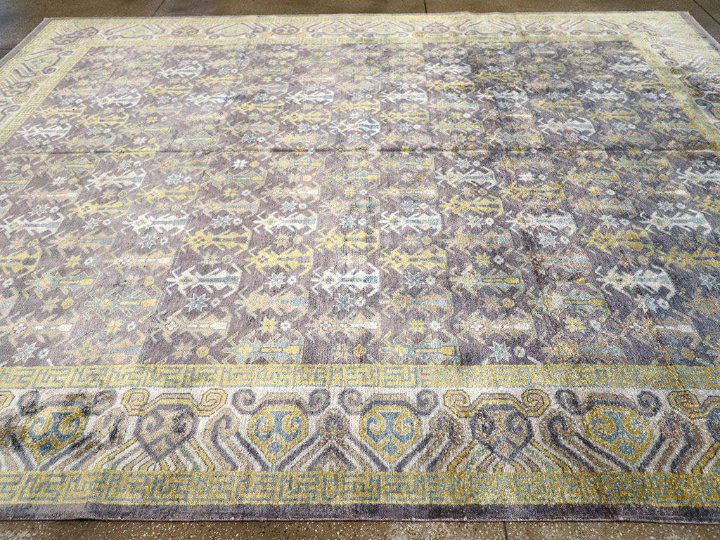 Modern East Turkestan Silk Khotan Room Size Carpet, No.33229 - Gsblank