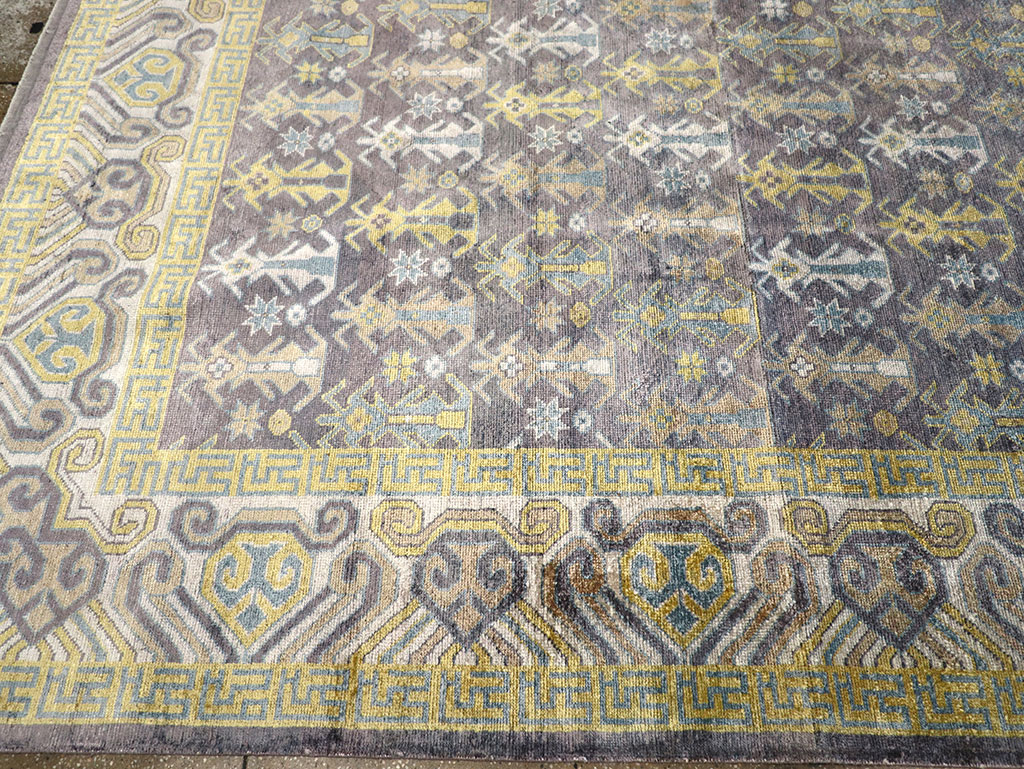 Modern East Turkestan Silk Khotan Room Size Carpet, No.33229 - Gsblank