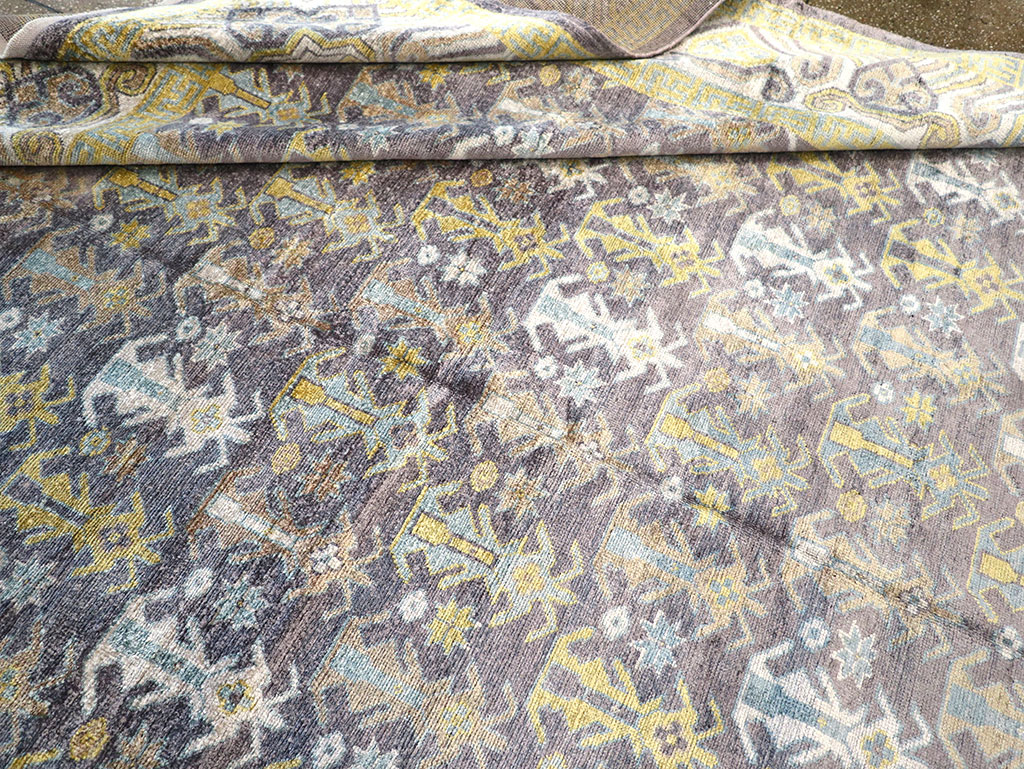 Modern East Turkestan Silk Khotan Room Size Carpet, No.33229 - Gsblank