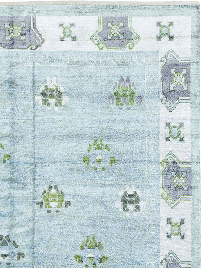 Modern East Turkestan Silk Khotan Room Size Carpet, No.33231 - Gsblank