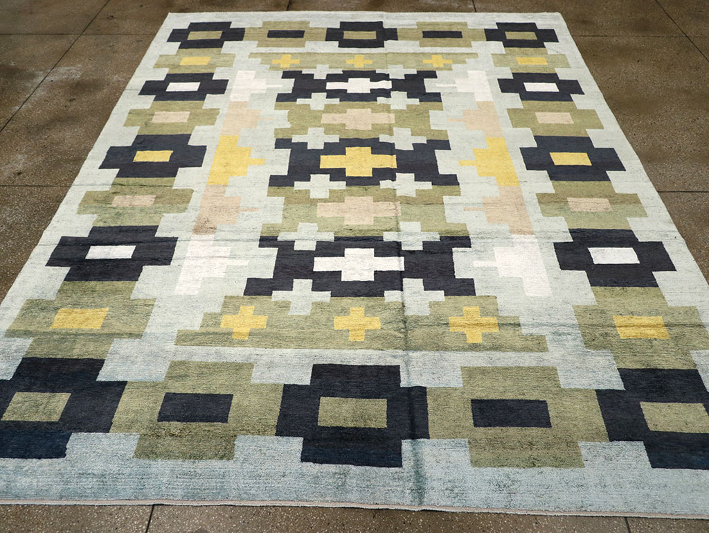 Modern East Turkestan Silk Khotan Room Size Carpet, No.33233 - Gsblank