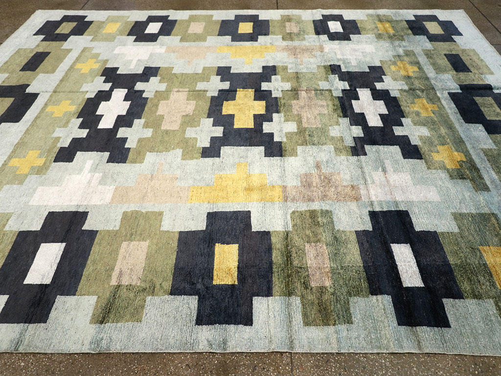 Modern East Turkestan Silk Khotan Room Size Carpet, No.33233 - Gsblank