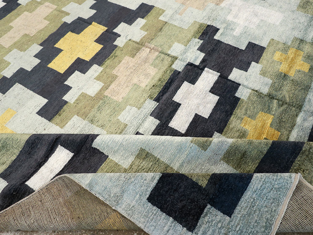 Modern East Turkestan Silk Khotan Room Size Carpet, No.33233 - Gsblank