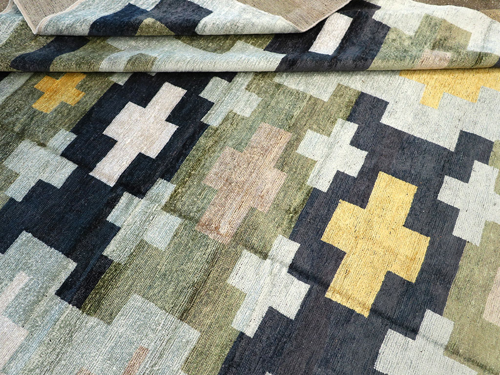 Modern East Turkestan Silk Khotan Room Size Carpet, No.33233 - Gsblank