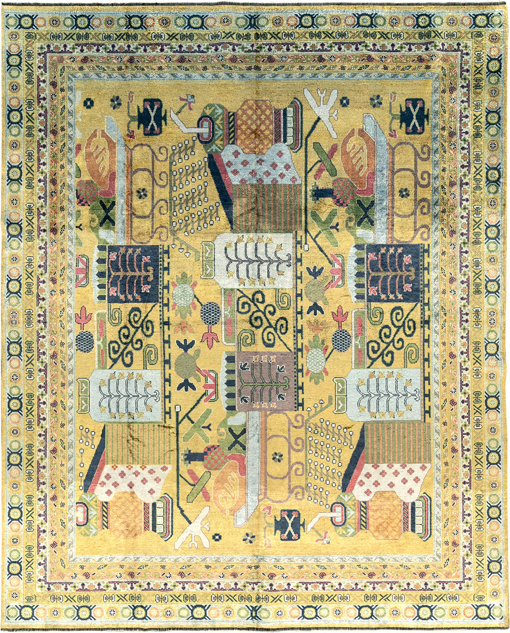 Modern East Turkestan Silk Khotan Room Size Carpet, No.33234 - Gsblank