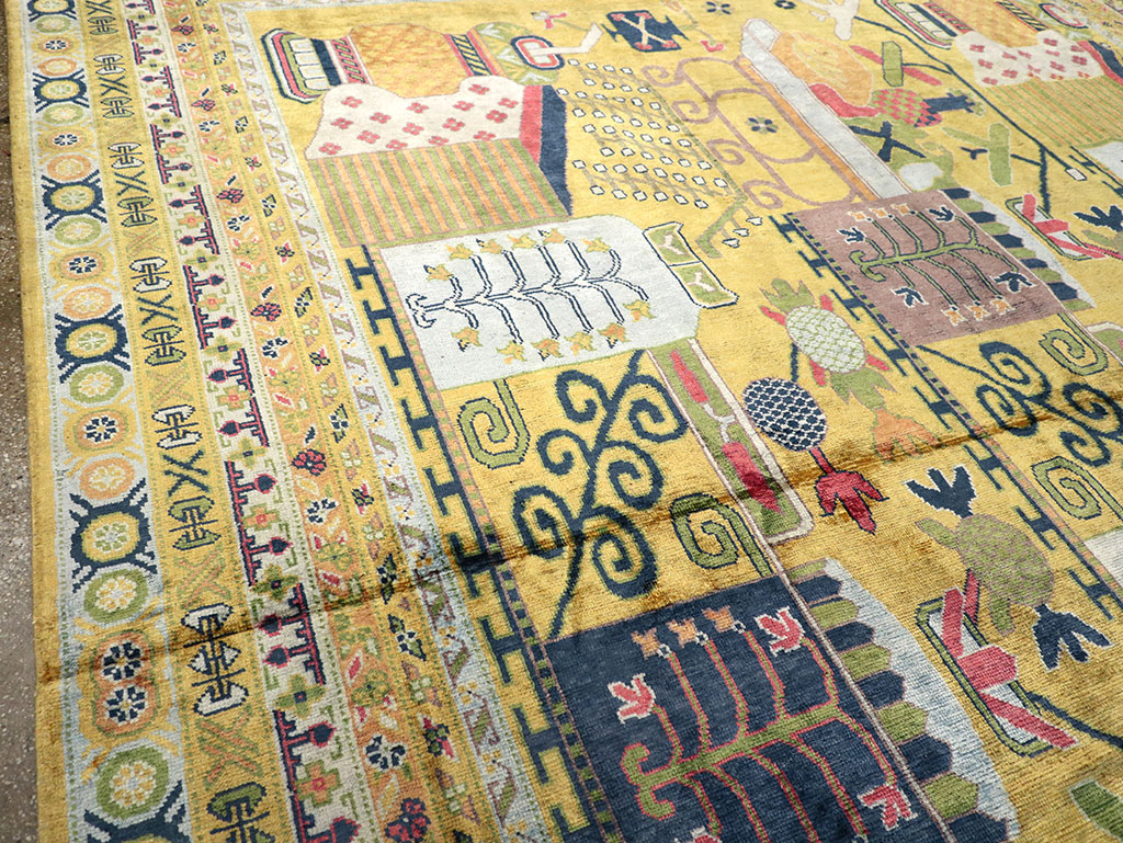 Modern East Turkestan Silk Khotan Room Size Carpet, No.33234 - Gsblank